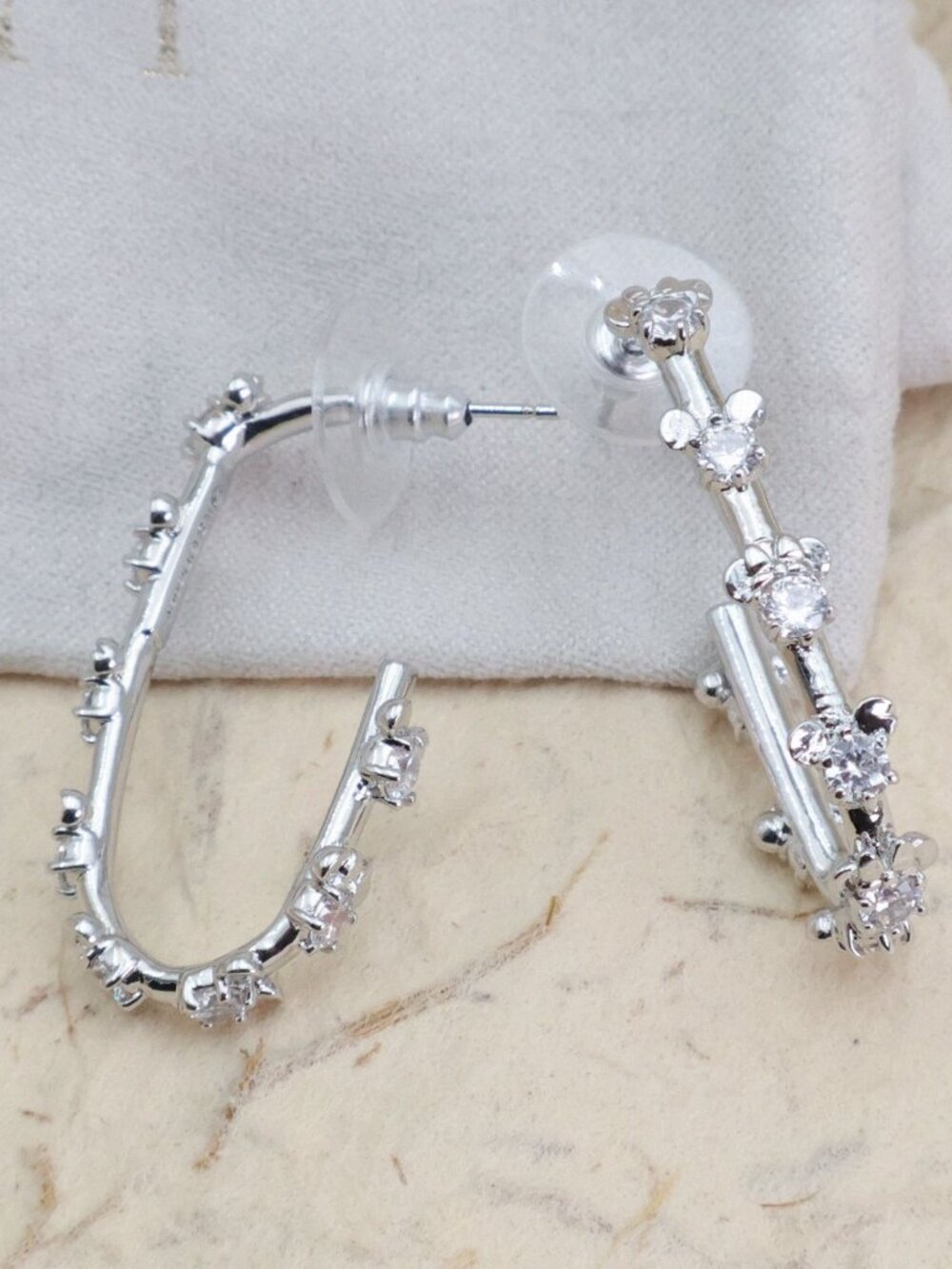 Kendra Scott Disney Hoop Earrings Silver Mickey & Minnie - Picture 2 of 2